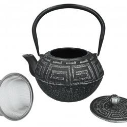 Litinová čajová konvice se sítkem 1200 ml - černý dekor
