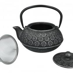 Litinová čajová konvice se sítkem 1000 ml - černý dekor